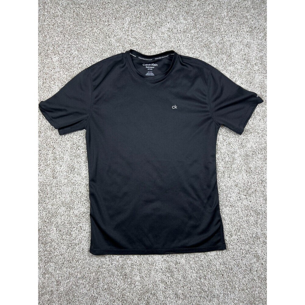 Calvin Klein Swimwear Rash Guard Mens Small Black UPF 40 Swim Shirt